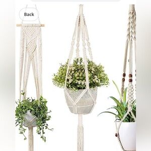 PAIR Macrame Boho Hanging PLANTERS PLUS ONE extra!